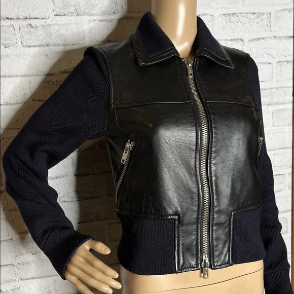 3.1 Phillip Lim black leather sweater jacket - Picture 3 of 9